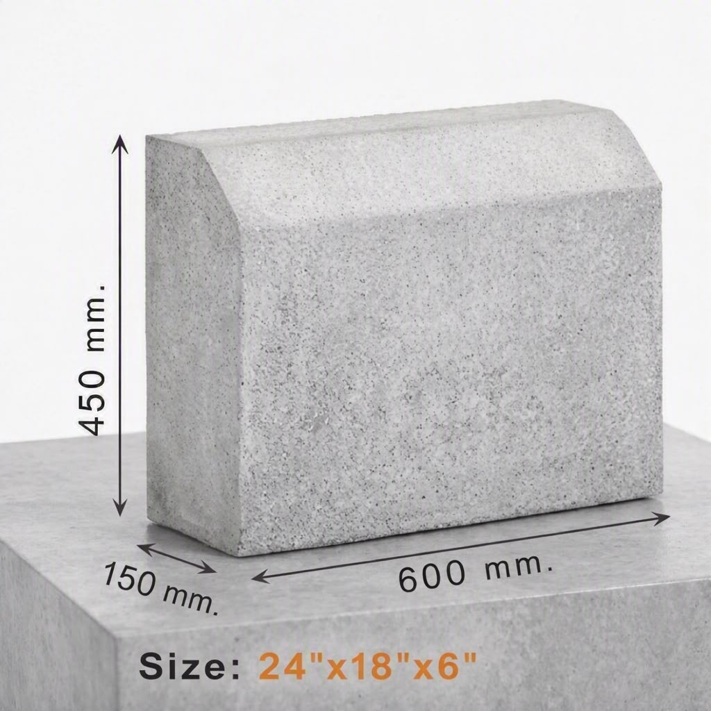 Chamfered bevelled concrete kerb block 600x450x150 mm (24x18x6 inches)