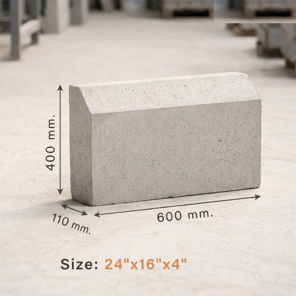 Bullnose landscape pathway concrete kerb stone 600x400x110 mm (24x16x4 inches)