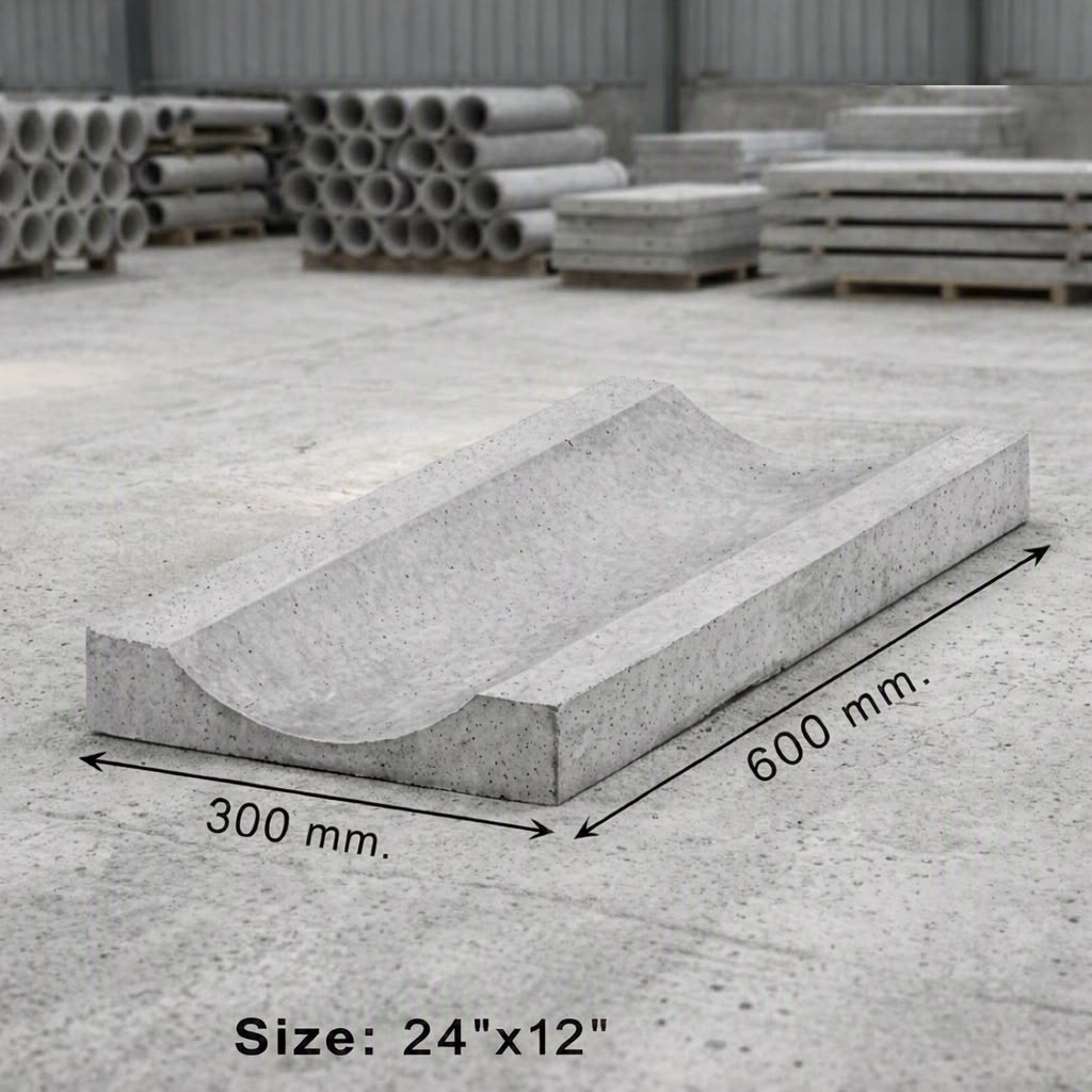 Heavy duty precast saucer drainage kerb stone channel unit 600x300 mm (24x12 inches)