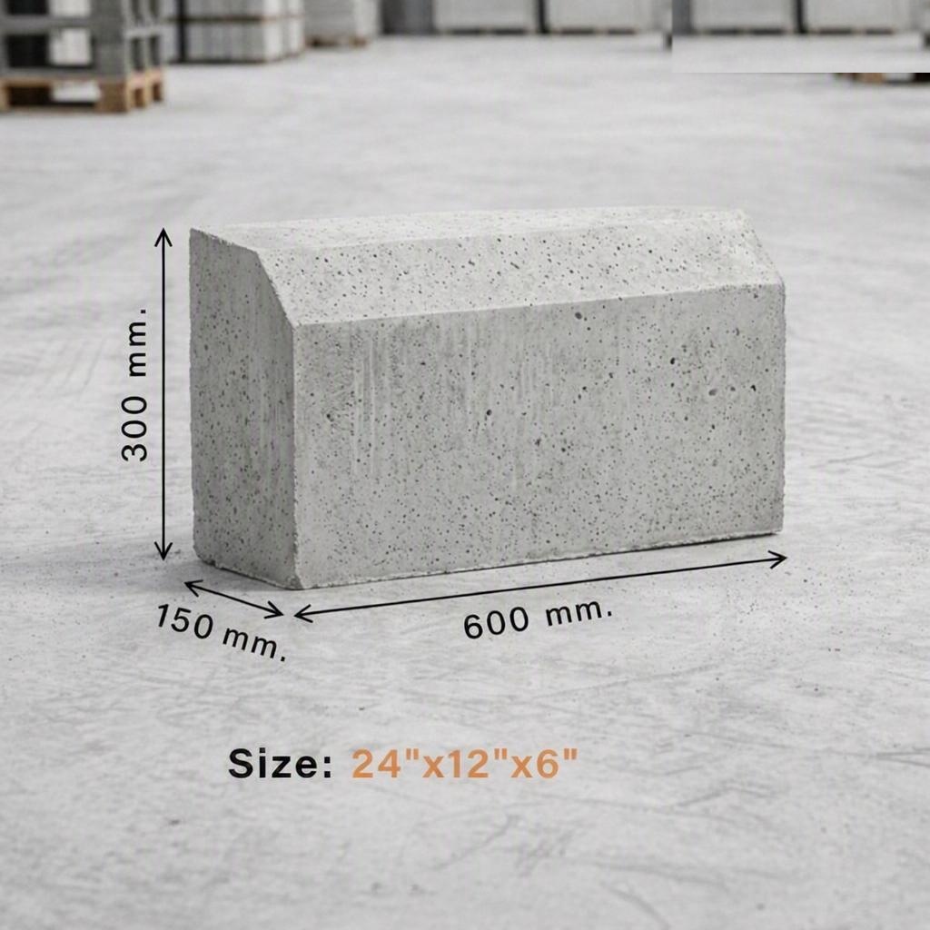Standard precast concrete road kerb stone 600x300x150 mm (24x12x6 inches)
