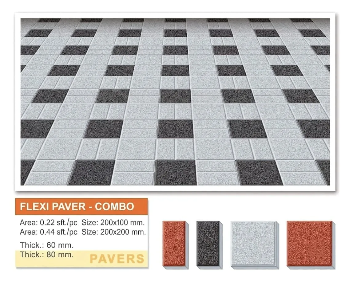 Flex Paver Combo concrete paving pattern in grey, black and red